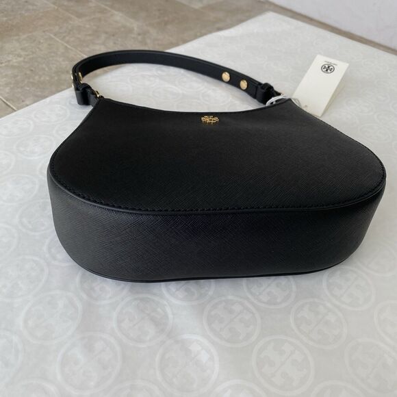 Tory Burch Emerson Saffiano Leather Shoulder Bag in Black 150258 NWT - Picture 5 of 16